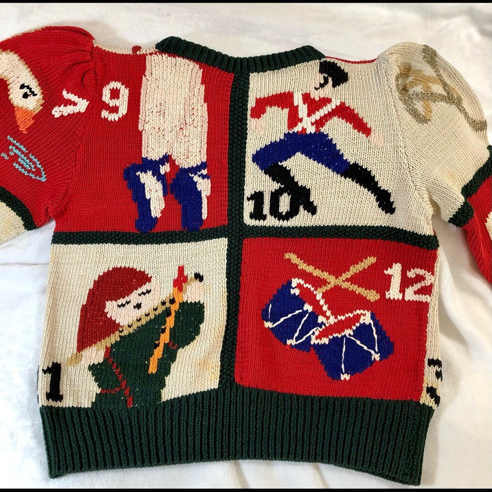 Berek “The 12 Days of Christmas” handmade fine sweater in primary colors